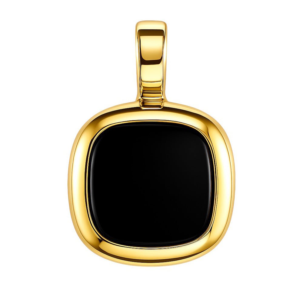 18K Gold Plated Cushion Square Black Onyx/MOP Pendant for Women TGP1010 PM-1748