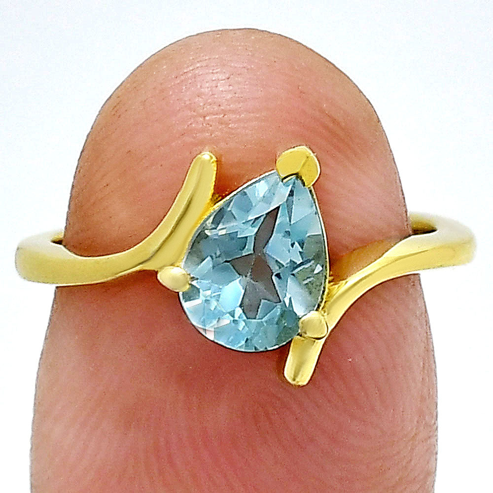 18K Gold Plated Pear Cut Birthstone Ring Minimalist Style Jewelry TGR1001 RM-1731