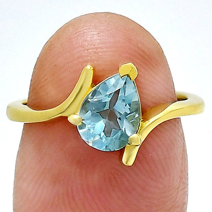 18K Gold Plated Pear Cut Birthstone Ring Minimalist Style Jewelry TGR1001 RM-1731