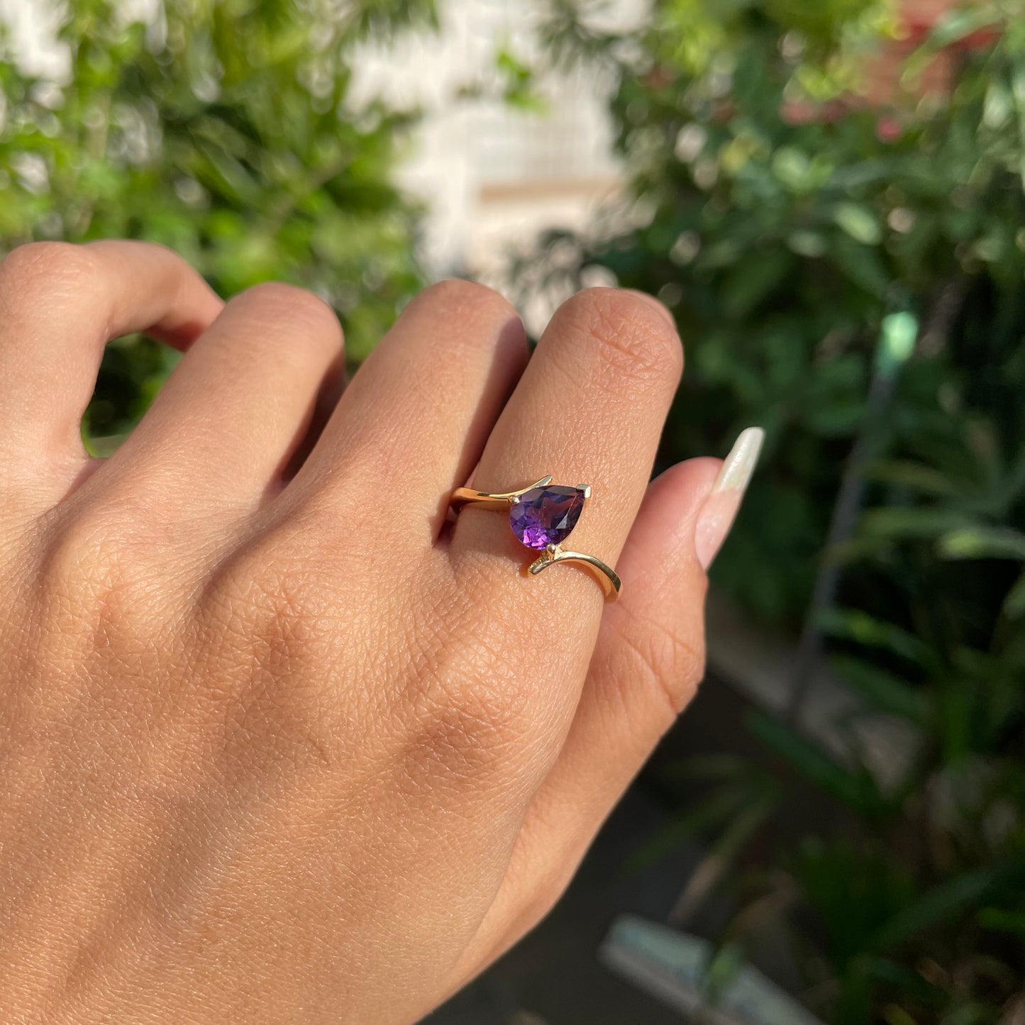 18K Gold Plated Pear Cut Birthstone Ring Minimalist Style Jewelry TGR1001 RM-1731