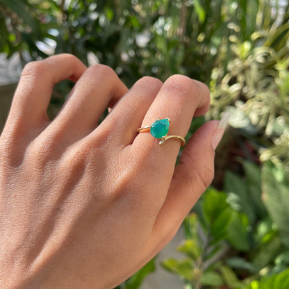 18K Gold Plated Pear Cut Birthstone Ring Minimalist Style Jewelry TGR1001 RM-1731