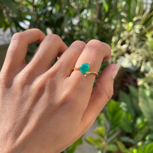 18K Gold Plated Pear Cut Birthstone Ring Minimalist Style Jewelry TGR1001 RM-1731