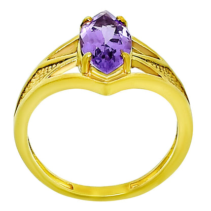 18K Gold Over Brass Marquise Shape Colorful Stone Ring Fashion Jewelry TGR1002 RM-1727