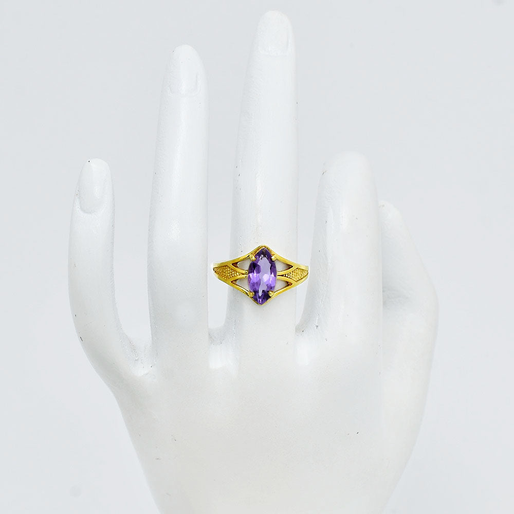 18K Gold Over Brass Marquise Shape Colorful Stone Ring Fashion Jewelry TGR1002 RM-1727