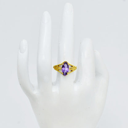 18K Gold Over Brass Marquise Shape Colorful Stone Ring Fashion Jewelry TGR1002 RM-1727