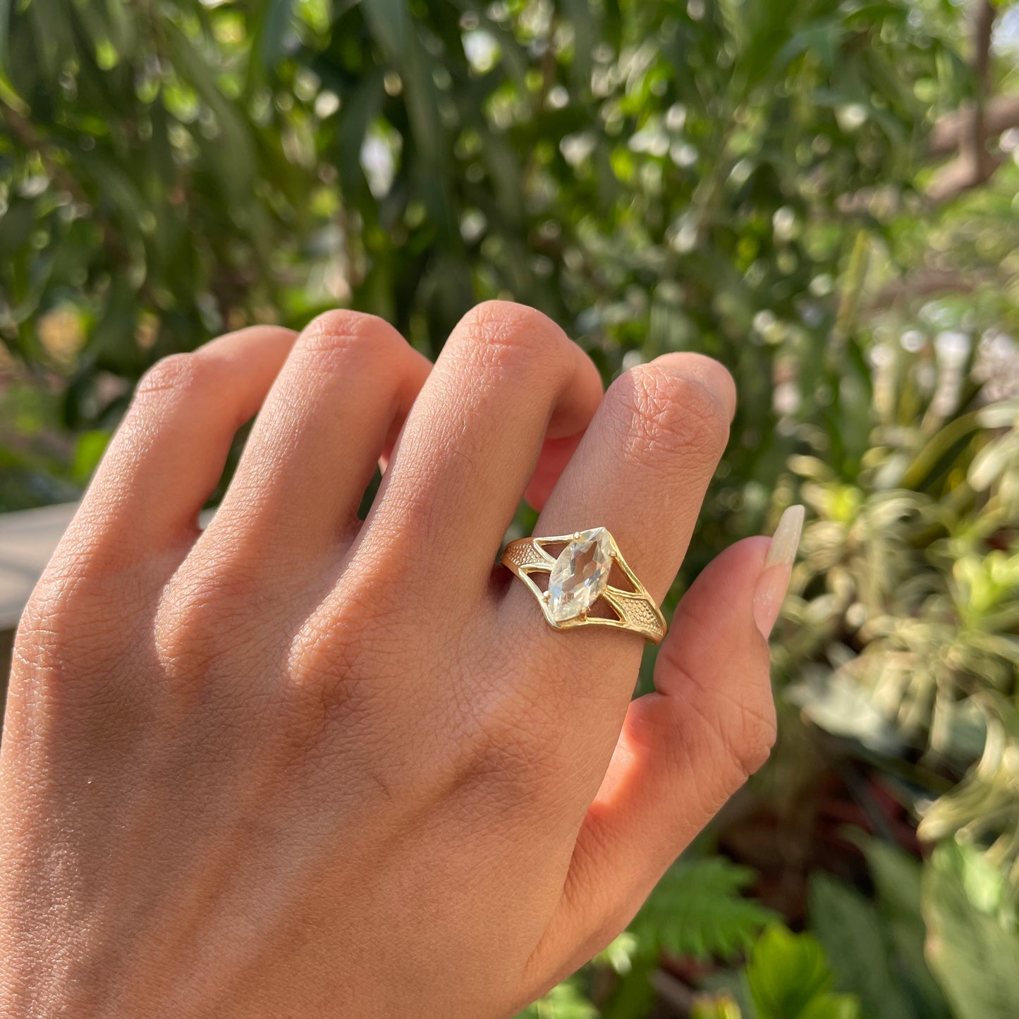 18K Gold Plated Marquise Shape Colorful Stone Ring Fashion Jewelry TGR1002 RM-1727