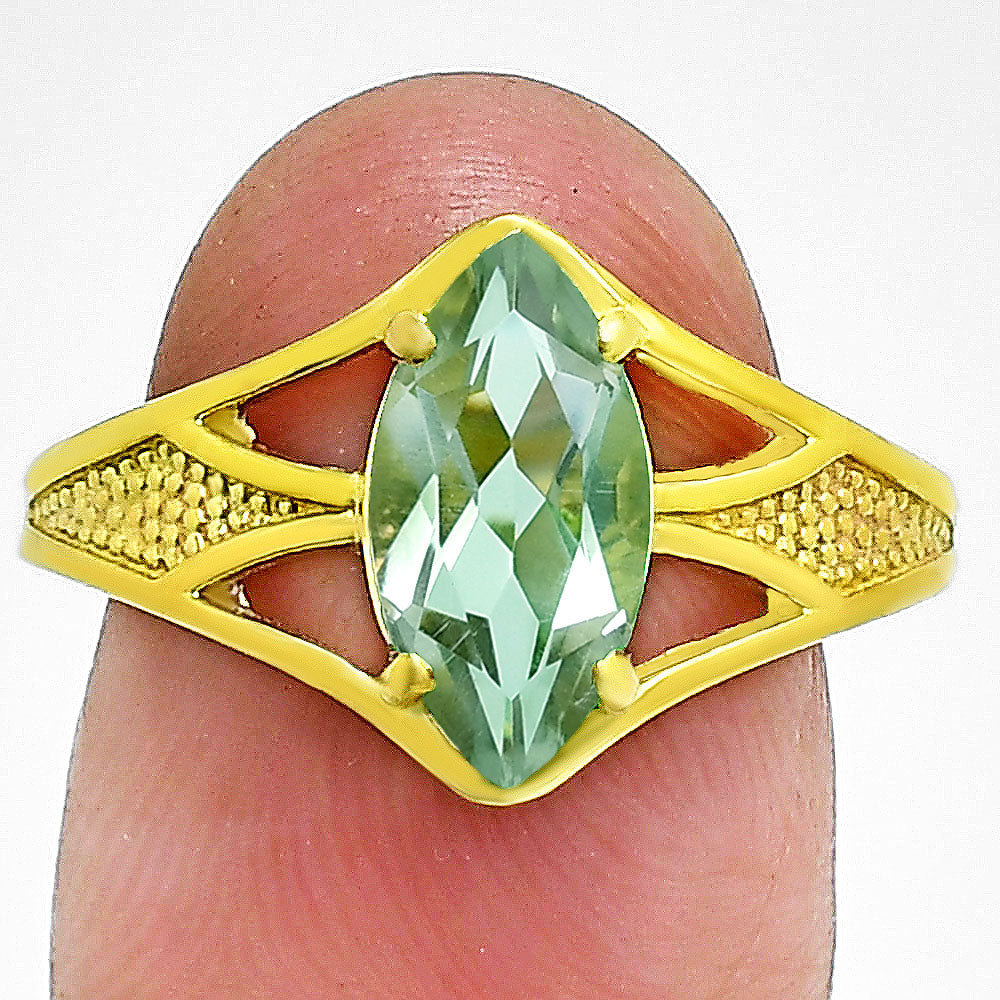 18K Gold Over Brass Marquise Shape Colorful Stone Ring Fashion Jewelry TGR1002 RM-1727