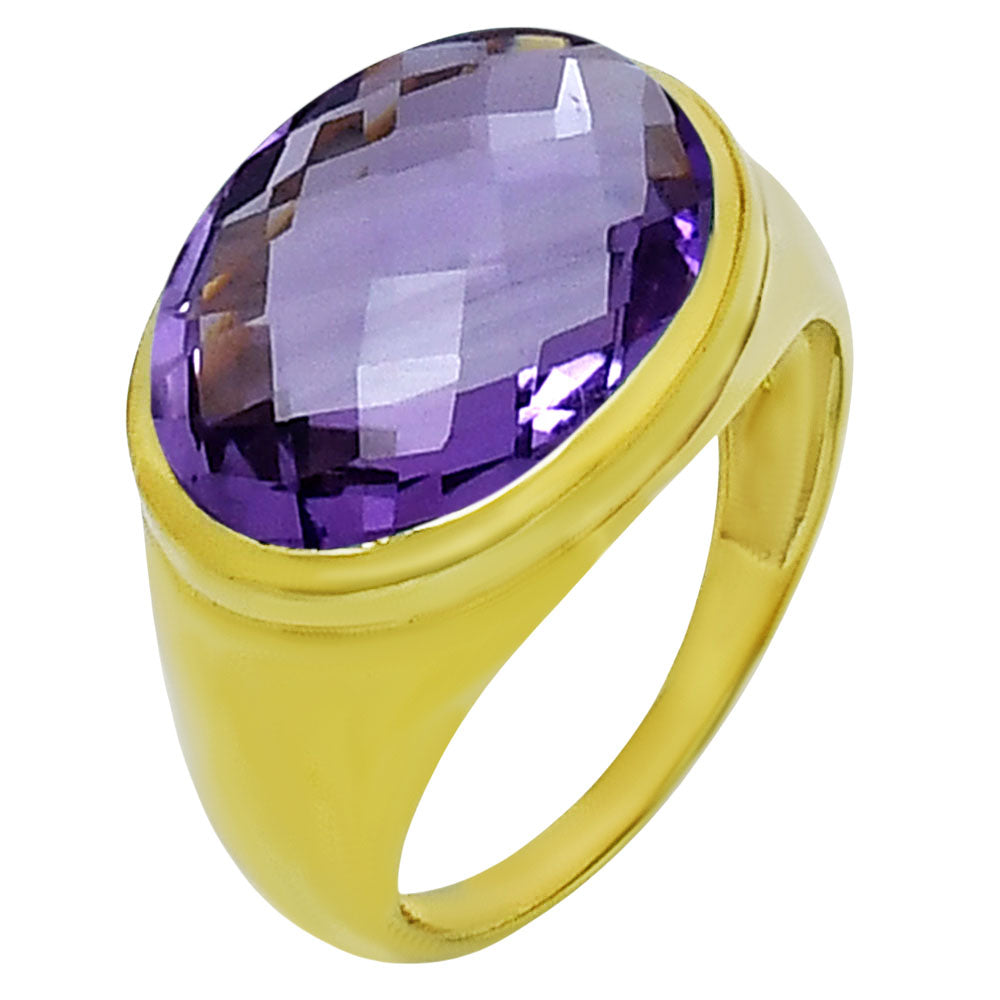 18K Gold Plated Brass Oval Gemstone Statement Ring Jewelry Elegant Style TGR1003 RM-1115