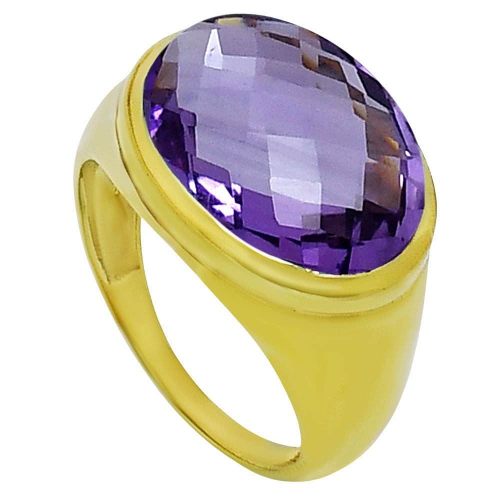 18K Gold Plated Brass Oval Gemstone Statement Ring Jewelry Elegant Style TGR1003 RM-1115