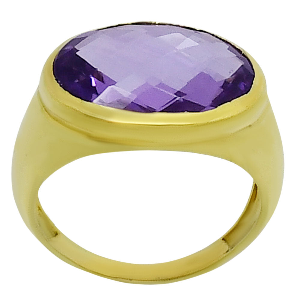 18K Gold Plated Brass Oval Gemstone Statement Ring Jewelry Elegant Style TGR1003 RM-1115