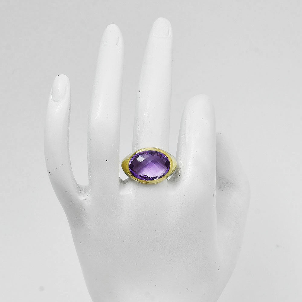 18K Gold Plated Brass Oval Gemstone Statement Ring Jewelry Elegant Style TGR1003 RM-1115