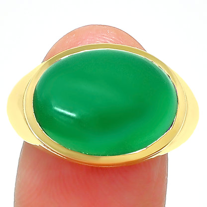 18K Gold Plated Brass Oval Gemstone Statement Ring Jewelry Elegant Style TGR1003 RM-1115