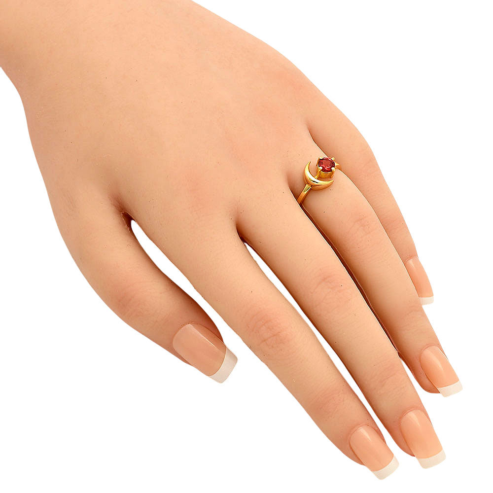 18K Gold Plated Crescent Moon Colorful Birth Gemstone Ring for Women TGR1004 RM-1748