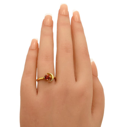 18K Gold Plated Crescent Moon Colorful Birth Gemstone Ring for Women TGR1004 RM-1748