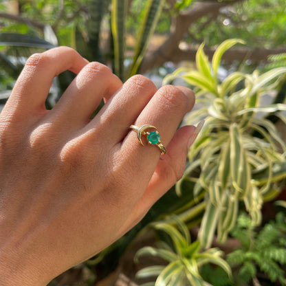 18K Gold Plated Crescent Moon Colorful Birth Gemstone Ring for Women TGR1004 RM-1748