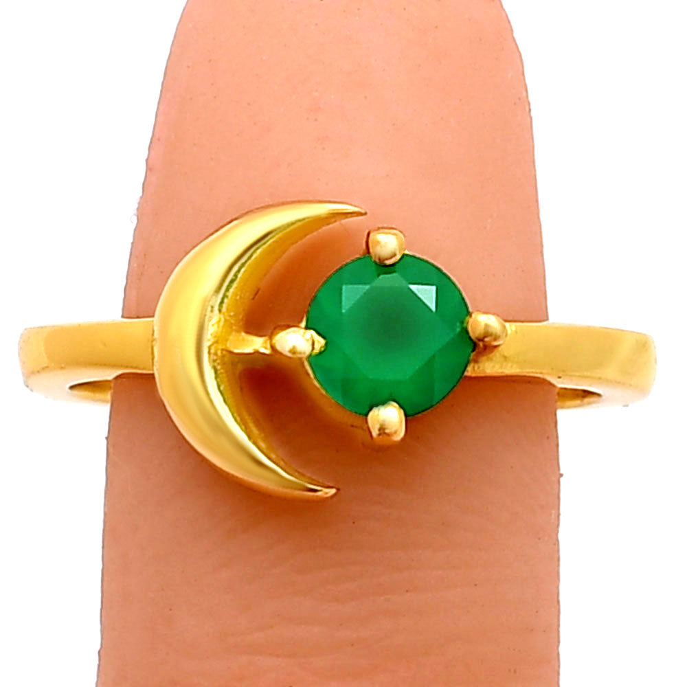 18K Gold Plated Crescent Moon Colorful Birth Gemstone Ring for Women TGR1004 RM-1748