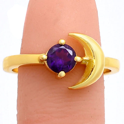 18K Gold Plated Crescent Moon Colorful Birth Gemstone Ring for Women TGR1004 RM-1748