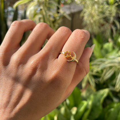 18K Gold Plated Crescent Moon Colorful Birth Gemstone Ring for Women TGR1004 RM-1748