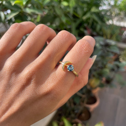 18K Gold Plated Crescent Moon Colorful Birth Gemstone Ring for Women TGR1004 RM-1748