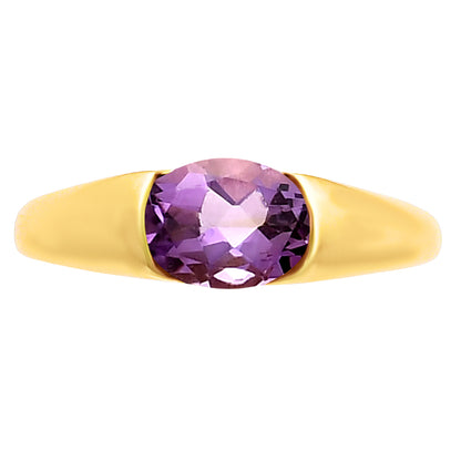 18K Gold Plated Brass Smooth Band Oval Gemstone Statement Ring Jewelry TGR1005 RM-1743