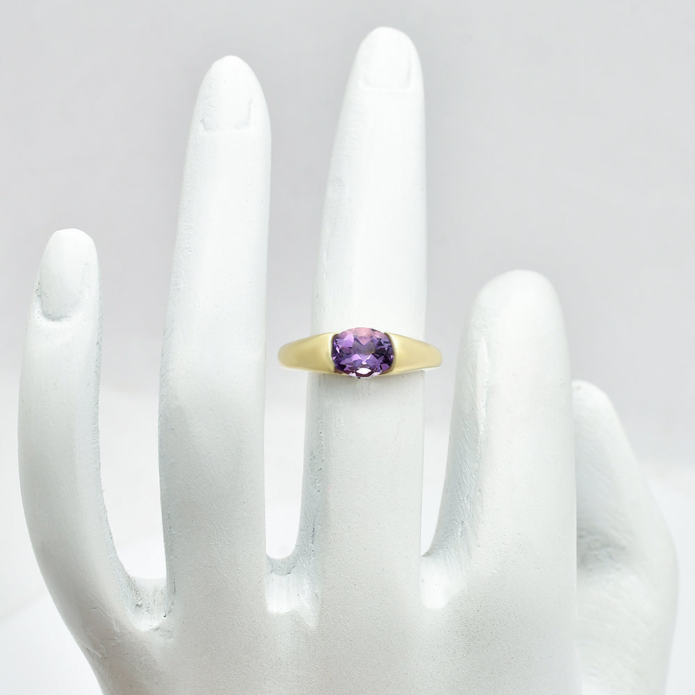 18K Gold Plated Brass Smooth Band Oval Gemstone Statement Ring Jewelry TGR1005 RM-1743