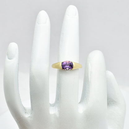 18K Gold Plated Brass Smooth Band Oval Gemstone Statement Ring Jewelry TGR1005 RM-1743