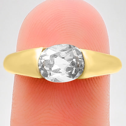 18K Gold Plated Brass Smooth Band Oval Gemstone Statement Ring Jewelry TGR1005 RM-1743