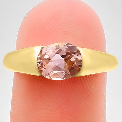 18K Gold Plated Brass Smooth Band Oval Gemstone Statement Ring Jewelry TGR1005 RM-1743