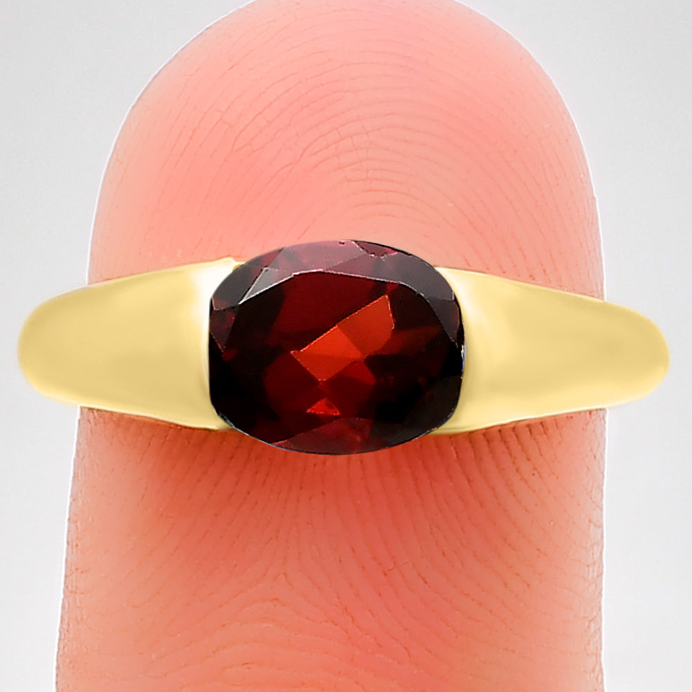 18K Gold Plated Brass Smooth Band Oval Gemstone Statement Ring Jewelry TGR1005 RM-1743