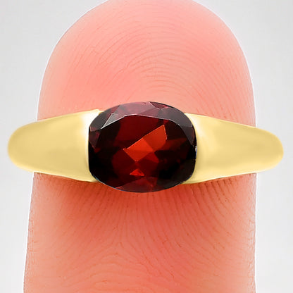 18K Gold Plated Brass Smooth Band Oval Gemstone Statement Ring Jewelry TGR1005 RM-1743