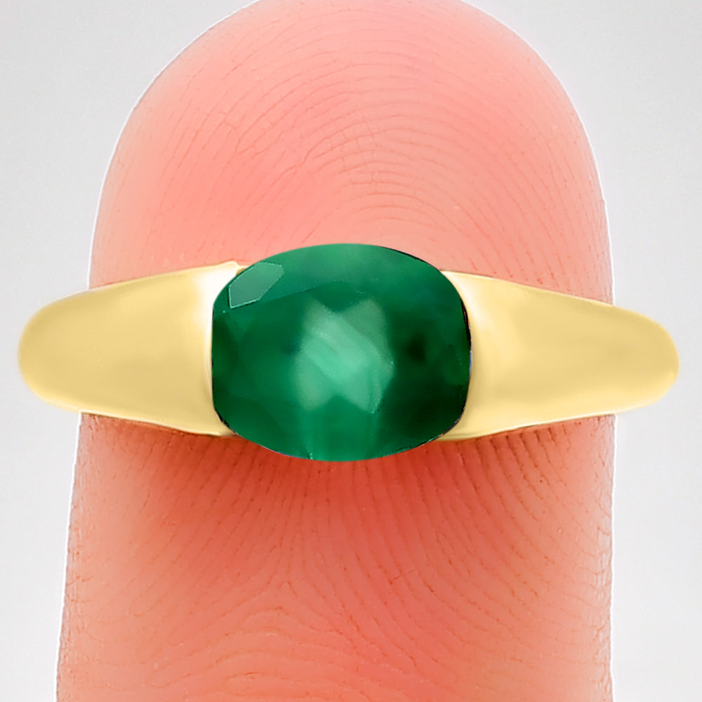 18K Gold Plated Brass Smooth Band Oval Gemstone Statement Ring Jewelry TGR1005 RM-1743
