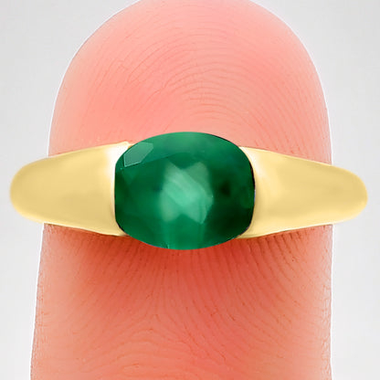 18K Gold Plated Brass Smooth Band Oval Gemstone Statement Ring Jewelry TGR1005 RM-1743