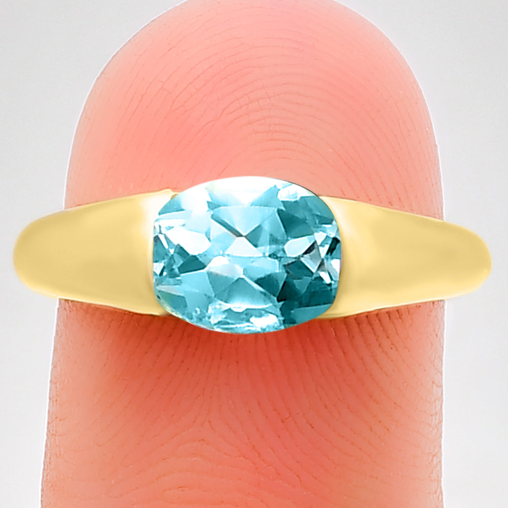 18K Gold Plated Brass Smooth Band Oval Gemstone Statement Ring Jewelry TGR1005 RM-1743