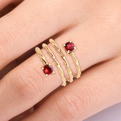 18K Gold Plated Spiral Twisted Two Stone Ring Fashion Jewelry TGR1006 RM-1741