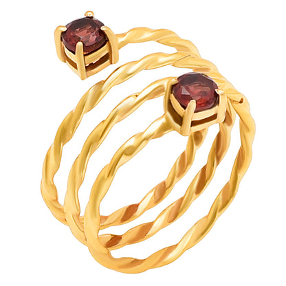 18K Gold Plated Spiral Twisted Two Stone Ring Fashion Jewelry TGR1006 RM-1741