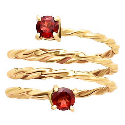 18K Gold Plated Spiral Twisted Two Stone Ring Fashion Jewelry TGR1006 RM-1741