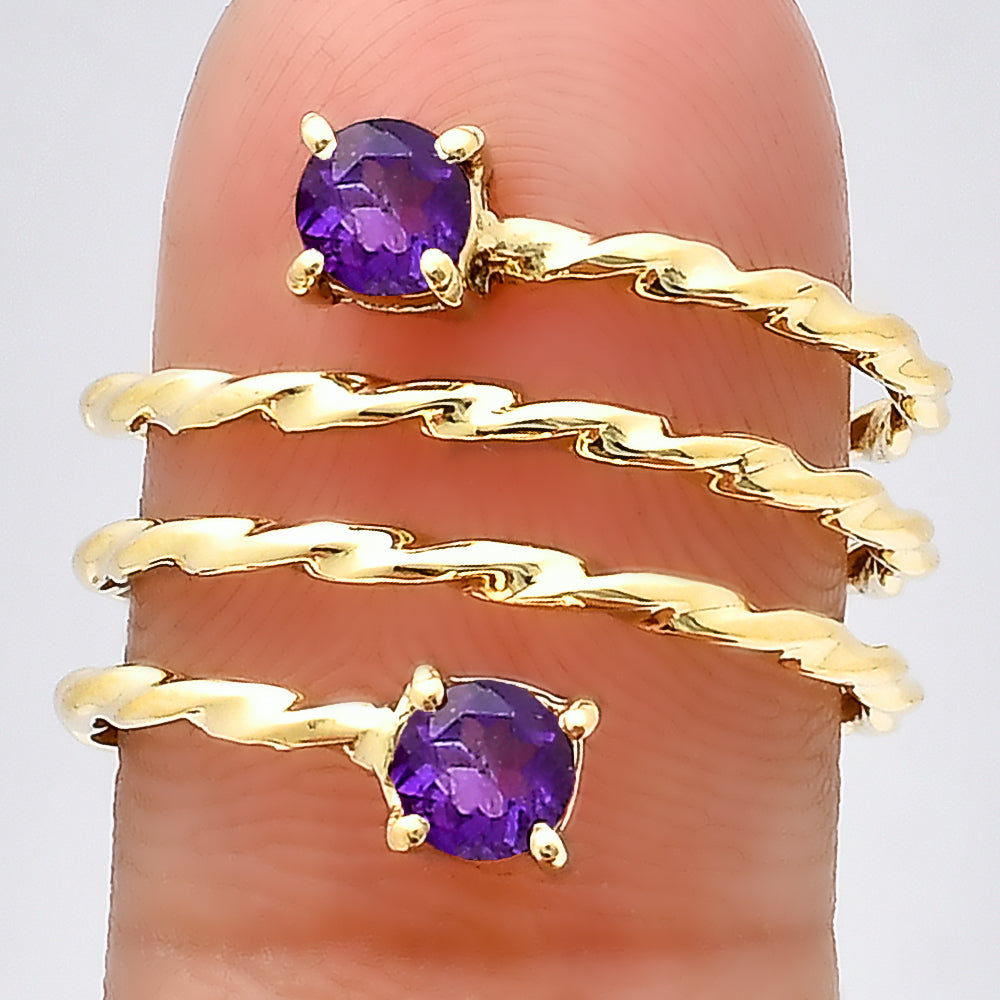 18K Gold Plated Spiral Twisted Two Stone Ring Fashion Jewelry TGR1006 RM-1741