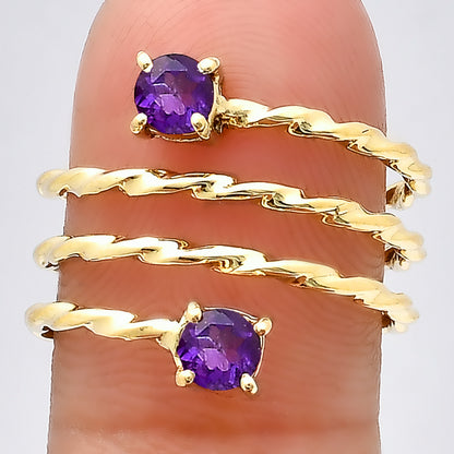 18K Gold Plated Spiral Twisted Two Stone Ring Fashion Jewelry TGR1006 RM-1741