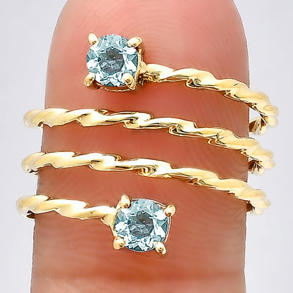 18K Gold Plated Spiral Twisted Two Stone Ring Fashion Jewelry TGR1006 RM-1741