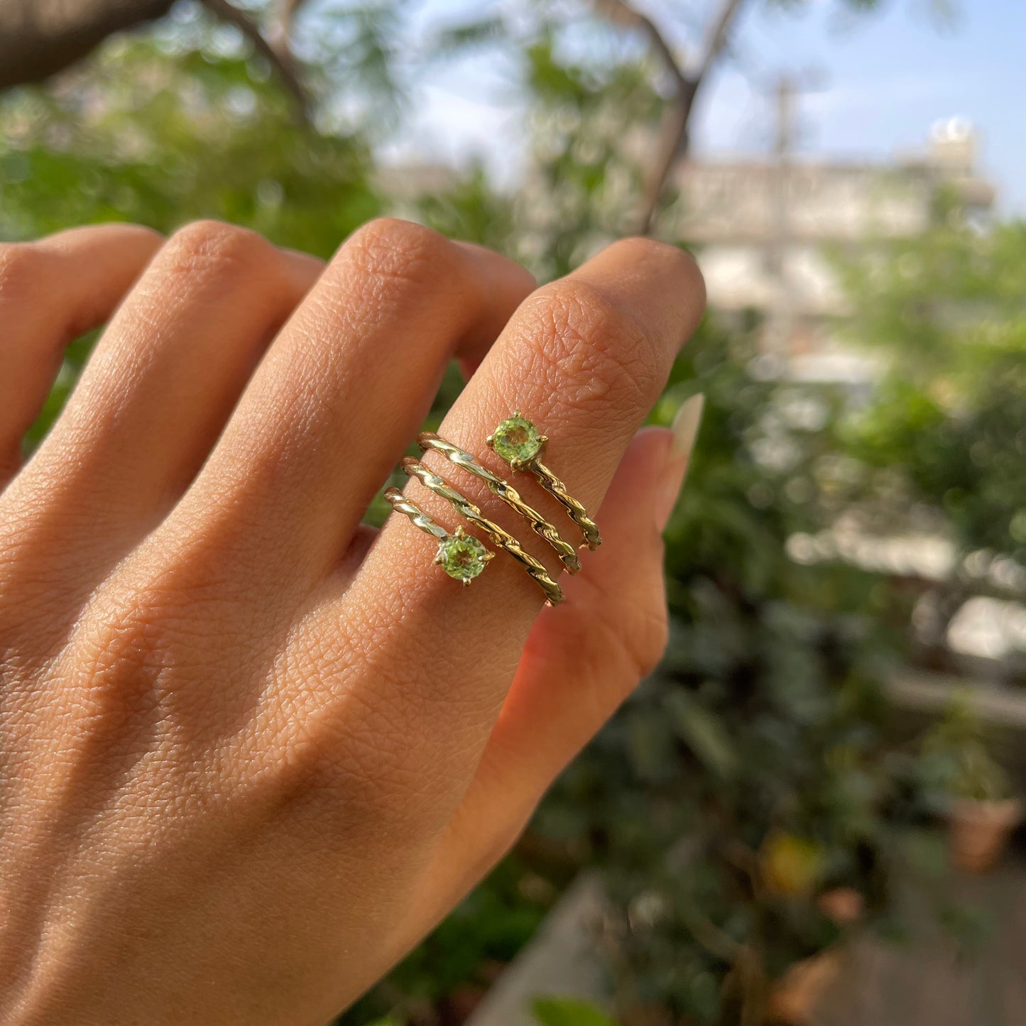 18K Gold Plated Spiral Twisted Two Stone Ring Fashion Jewelry TGR1006 RM-1741
