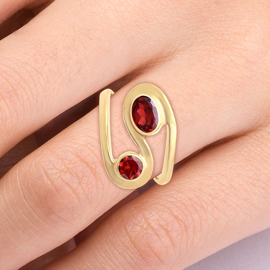 18K Gold Plated Brass Dual Colorful Gemstone Wrap Ring Fashion Jewelry TGR1007 RM-1039