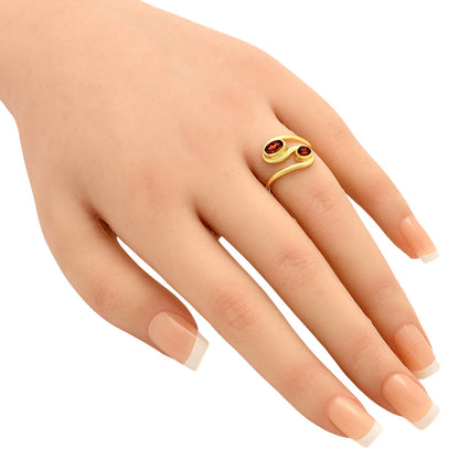 18K Gold Plated Dual Colorful Gemstone Wrap Ring Fashion Jewelry TGR1007 RM-1039