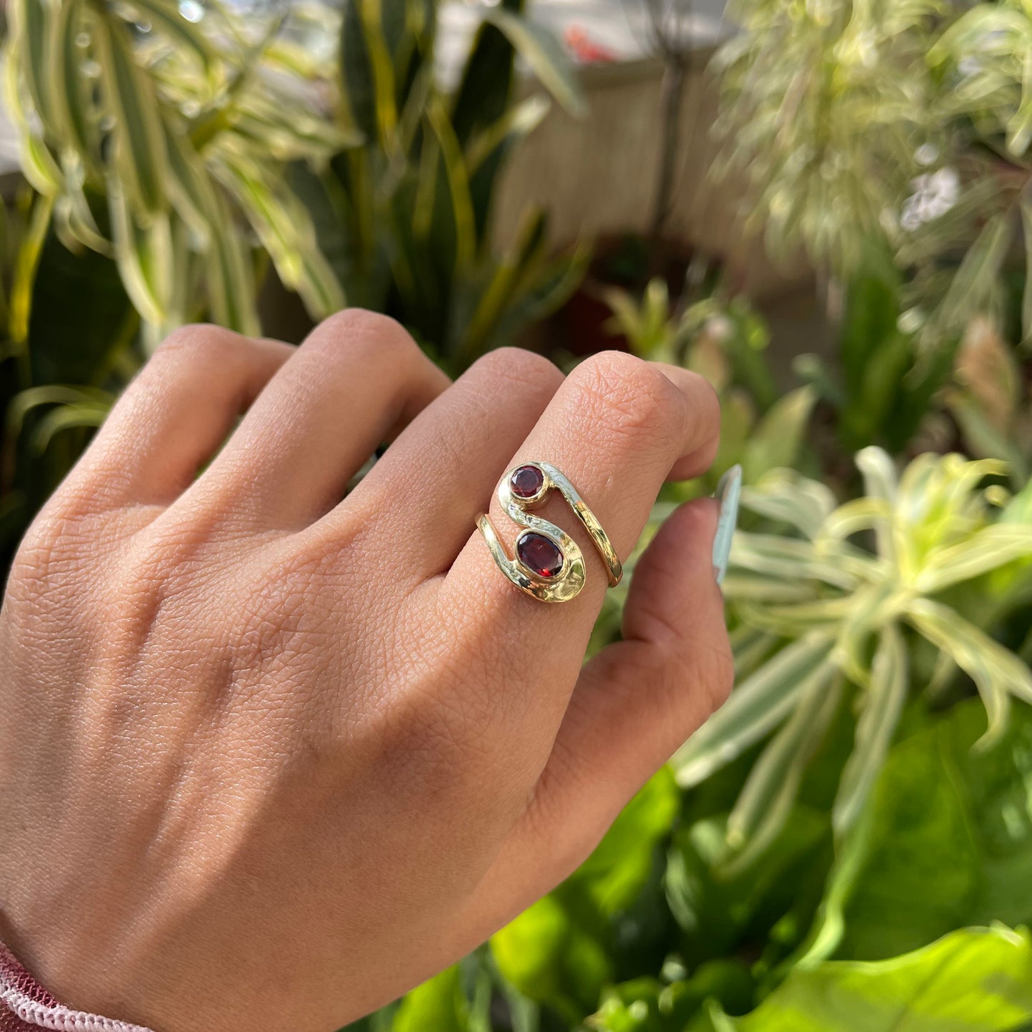 18K Gold Plated Dual Colorful Gemstone Wrap Ring Fashion Jewelry TGR1007 RM-1039