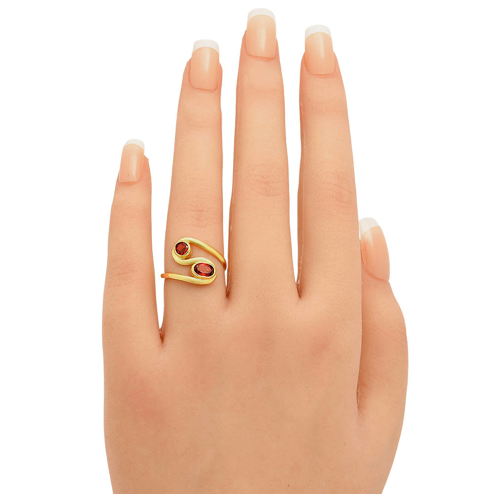 18K Gold Plated Dual Colorful Gemstone Wrap Ring Fashion Jewelry TGR1007 RM-1039