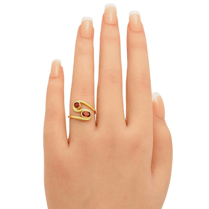 18K Gold Plated Dual Colorful Gemstone Wrap Ring Fashion Jewelry TGR1007 RM-1039