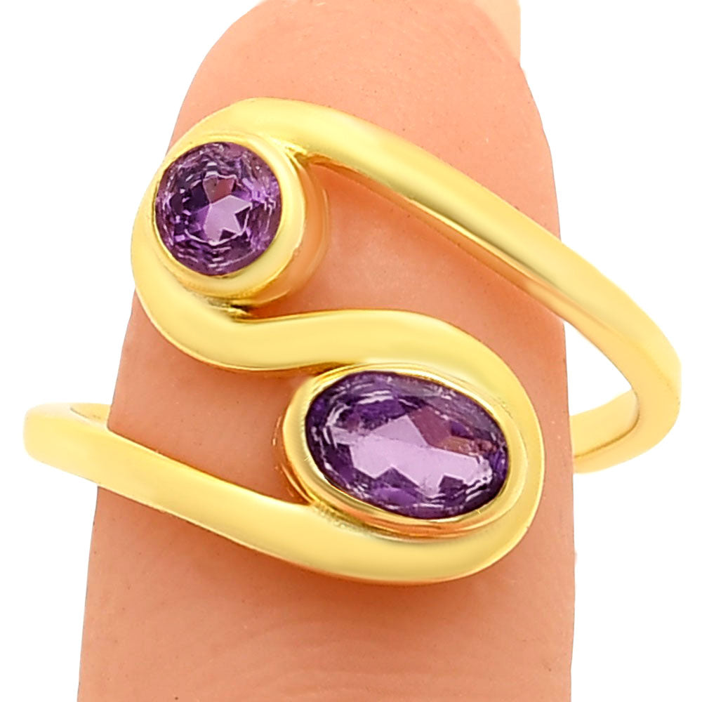 18K Gold Plated Dual Colorful Gemstone Wrap Ring Fashion Jewelry TGR1007 RM-1039