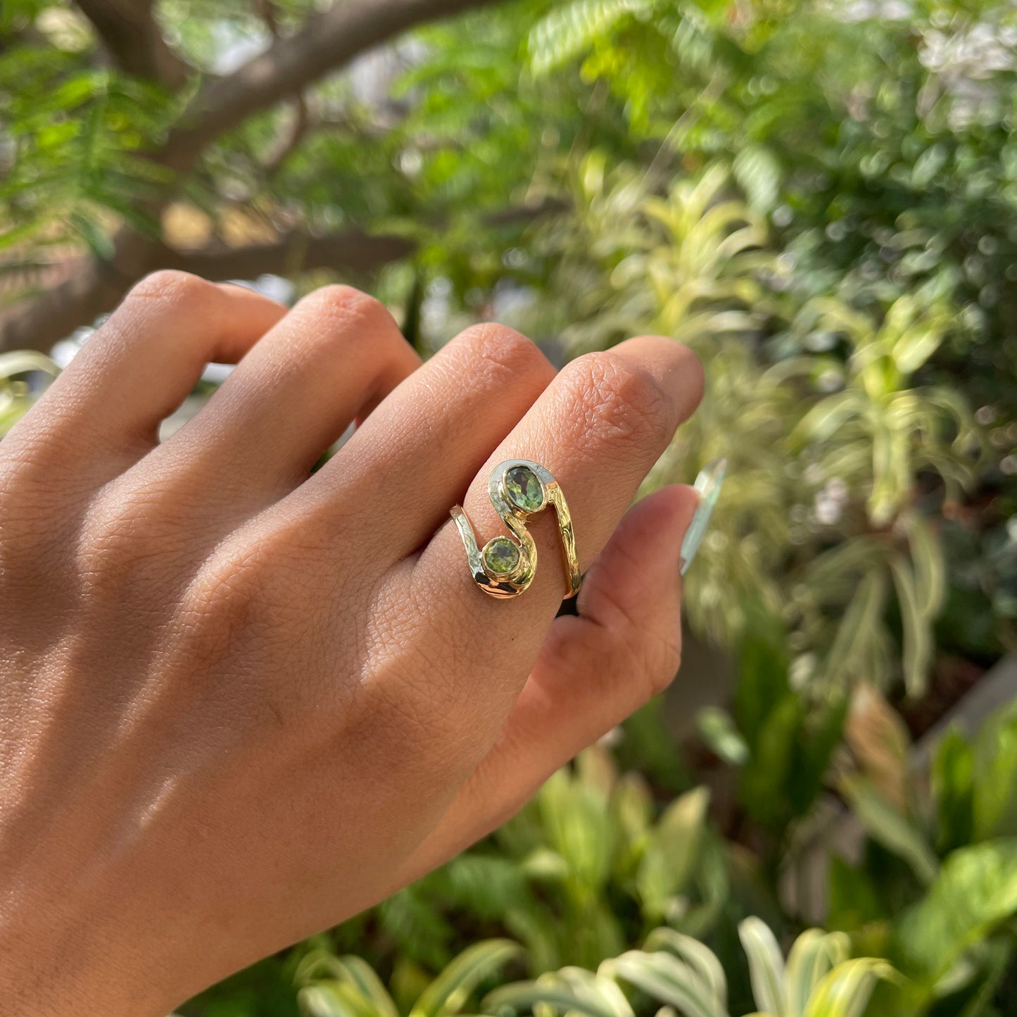 18K Gold Plated Dual Colorful Gemstone Wrap Ring Fashion Jewelry TGR1007 RM-1039