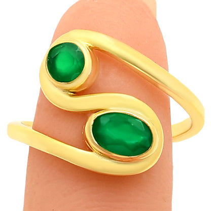 18K Gold Plated Dual Colorful Gemstone Wrap Ring Fashion Jewelry TGR1007 RM-1039