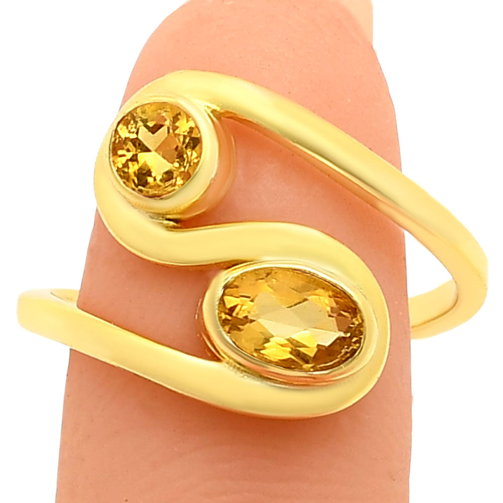 18K Gold Plated Dual Colorful Gemstone Wrap Ring Fashion Jewelry TGR1007 RM-1039