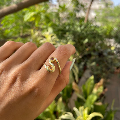 18K Gold Plated Dual Colorful Gemstone Wrap Ring Fashion Jewelry TGR1007 RM-1039